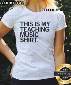 Happy teaching music ladies tee featuring vibrant design, perfect for music educators and passionate teachers.