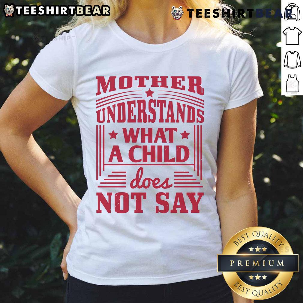 Nice mother understands unspoken words of her child, wearing 'Nice Mother' tee, showcasing love and connection.