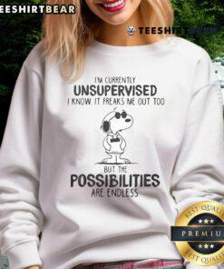 Cozy Nice Snoopy Unsupervised sweatshirt featuring a whimsical Snoopy design, perfect for fans of classic cartoons.