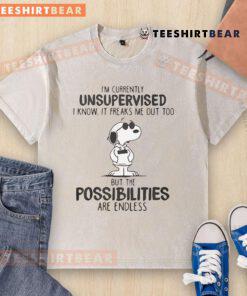 Nice Snoopy Unsupervised I Know It Freaks Me Out Too washed t-shirt featuring a playful Snoopy graphic.