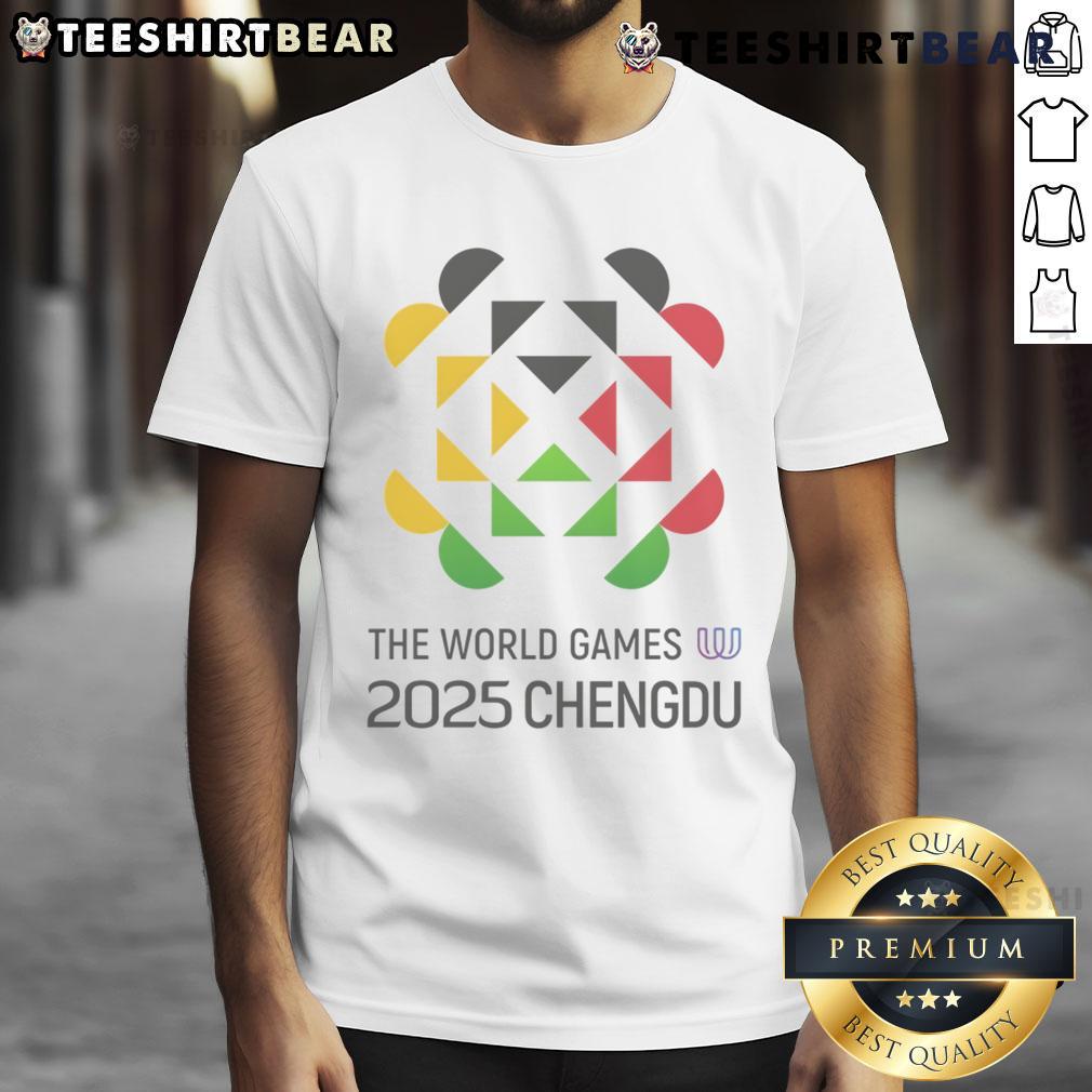 Alt Text: Official 2025 The World Games Chengdu T-Shirt featuring vibrant logo and design for sports enthusiasts and collectors.