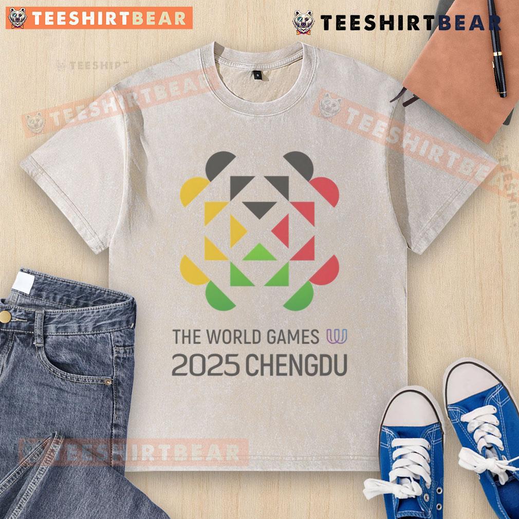 Official 2025 The World Games Chengdu washed t-shirt featuring vibrant design, perfect for fans and athletes.