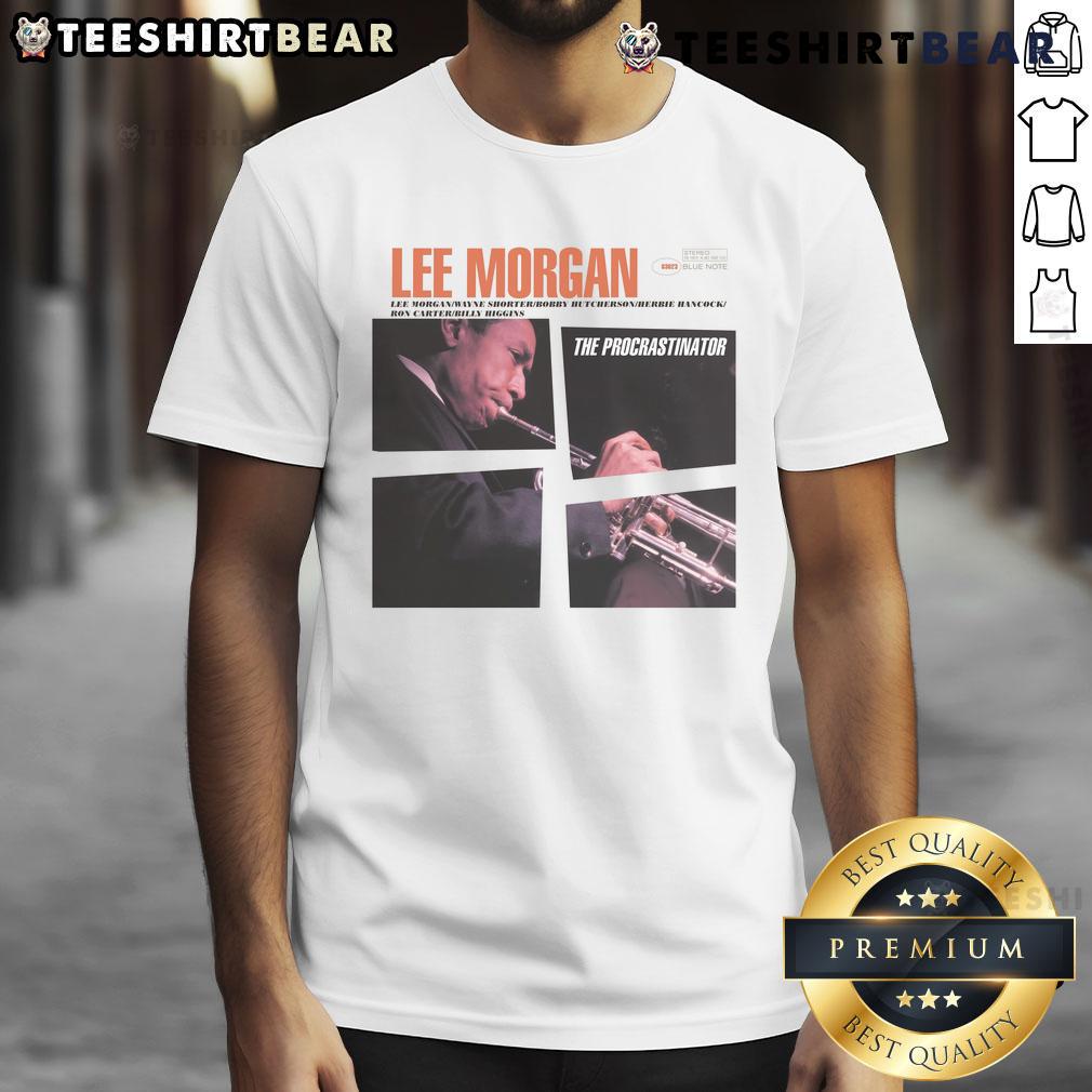 Official Lee Morgan The Procrastinator album cover t-shirt featuring vibrant artwork and stylish design for jazz fans.
