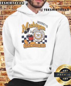 Alt Text: Vintage Mickey Mouse University of Michigan Wolverines hoodie featuring iconic character and school colors.