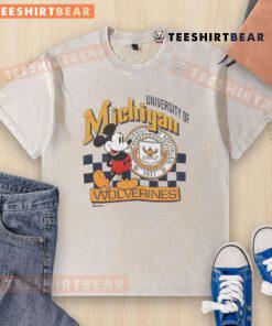 Vintage washed Mickey Mouse University of Michigan Wolverines t-shirt featuring iconic Disney design.