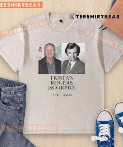 Alt Text: Official RIP Tristan Rogers Scorpio 1946-2025 remembrance washed t-shirt featuring a vintage design and tribute.