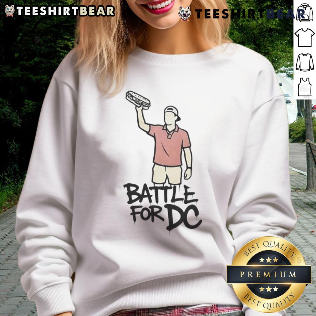 Alt Text: Official Sandwich Guy Battle for DC Sweatshirt featuring bold graphics and a comfortable fit for fans.