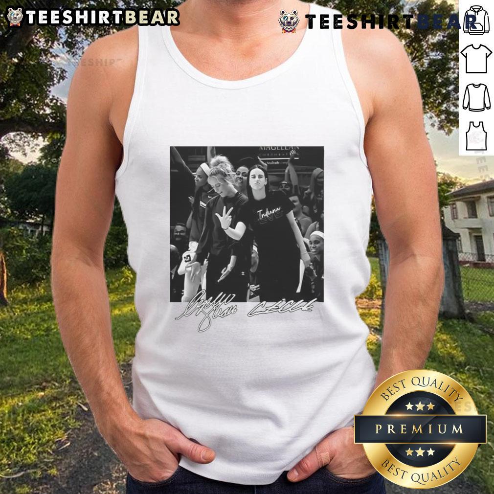 Official Sophie Cunningham x Caitlin Clark Indiana Fever WNBA tank top featuring bold graphics and team colors.