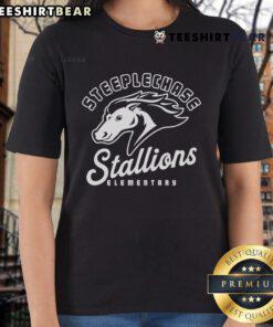 Alt Text: Official Steeplechase Stallions Script Ladies Tee featuring stylish design, perfect for racing fans and casual wear.