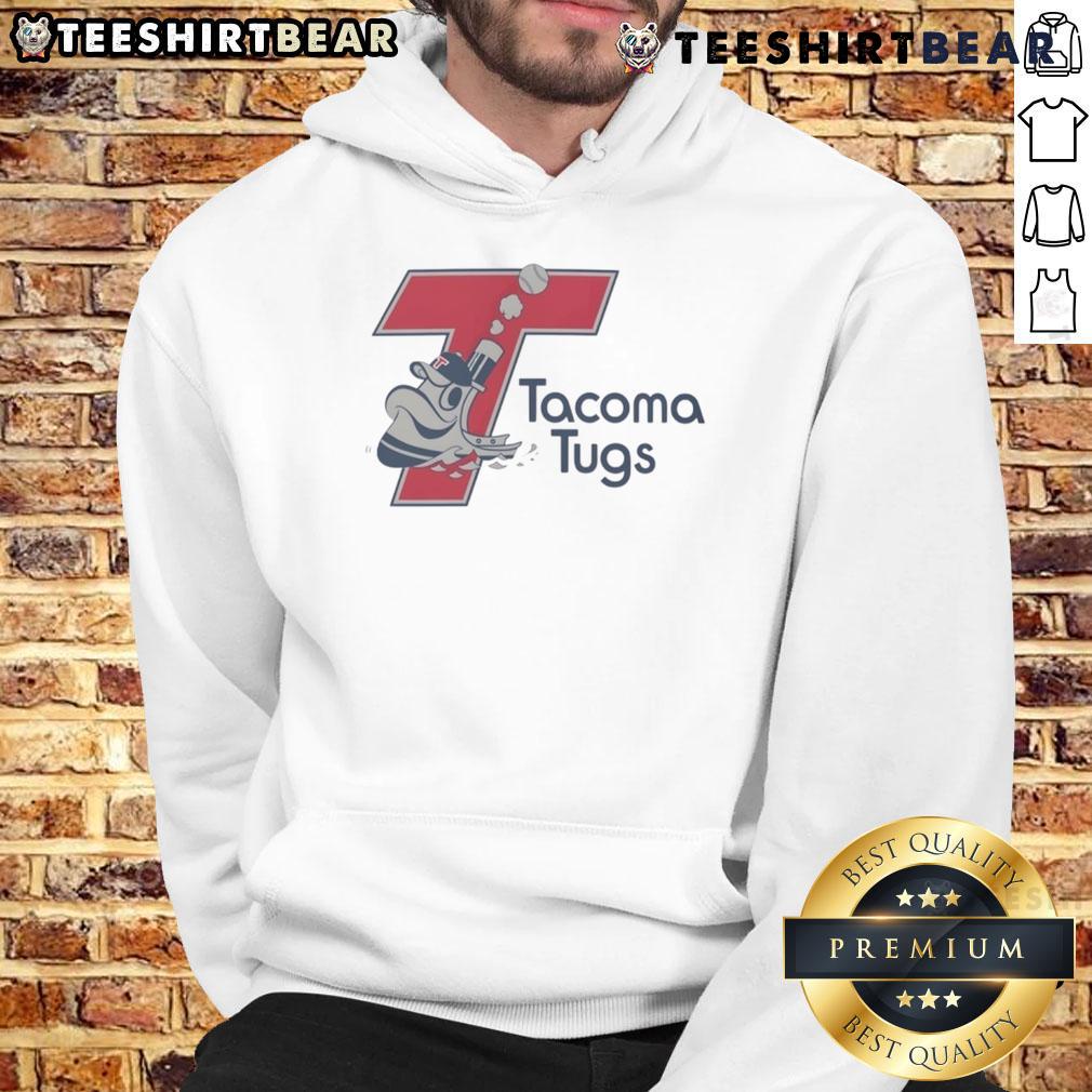 Official Tacoma Tugs baseball logo hoodie featuring vibrant colors and stylish design for fans and players alike.