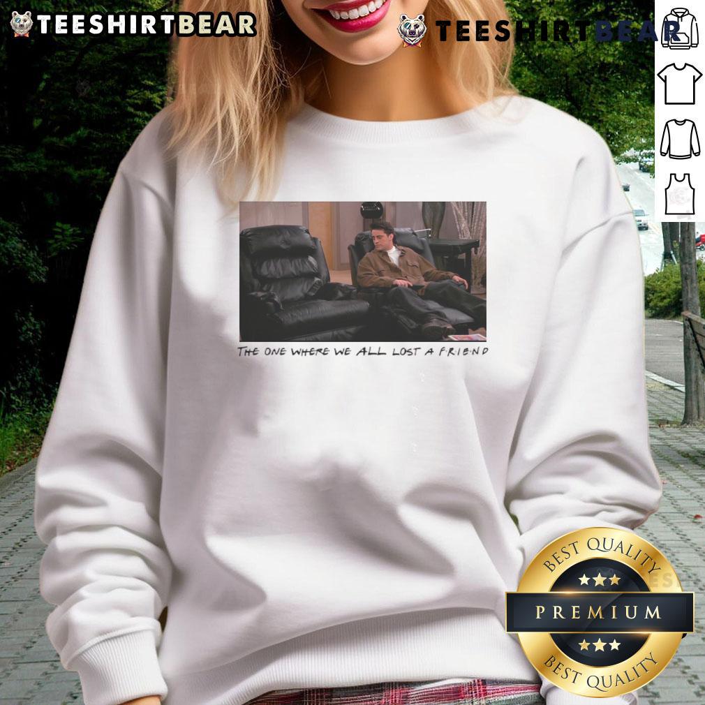 Chandler Bing sweatshirt from 'The One Where We All Lost a Friend' featuring a stylish design for fans of Friends series.
