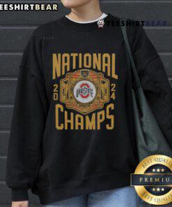 Alt Text: Official WWE x Ohio State National Champs 2024 sweatshirt featuring bold team graphics and a comfortable design.