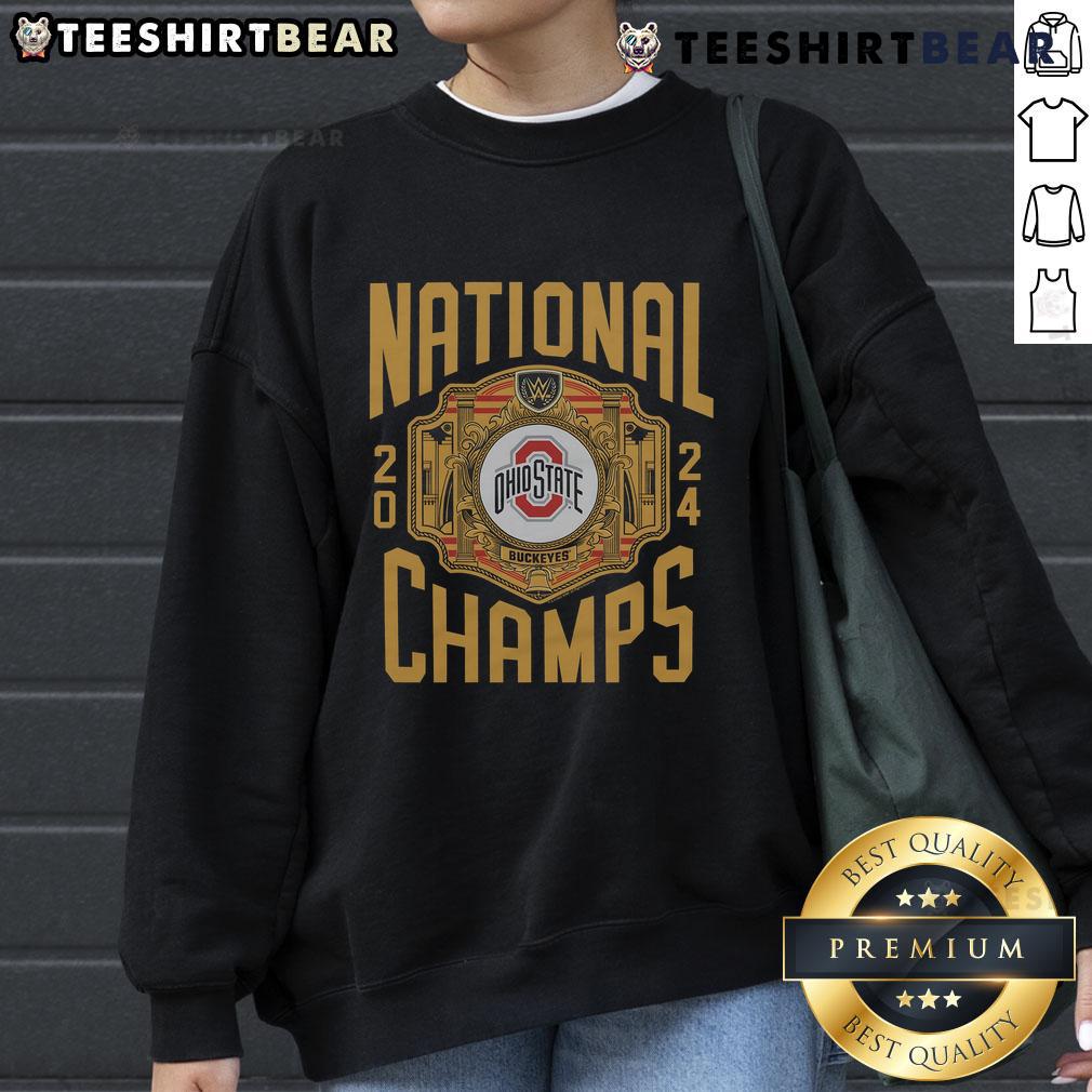 Alt Text: Official WWE x Ohio State National Champs 2024 sweatshirt featuring bold team graphics and a comfortable design.