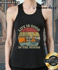 Alt Text: Original Life is Good in the Wood retro sunset tank top, featuring vibrant colors and a relaxed fit for summer.