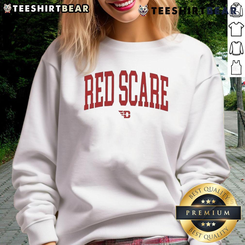 Alt Text: Original Red Scare Dayton Flyers Sweatshirt featuring bold team logo and vibrant red color, perfect for fans.