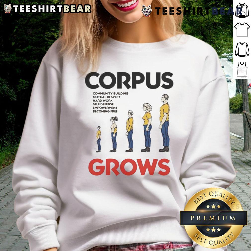 Alt Text: Original Show Me The Body Corpus Grows sweatshirt featuring a bold graphic design and stylish casual fit.