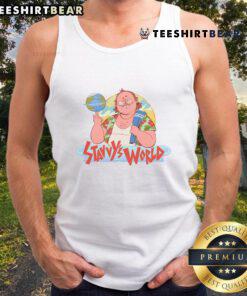 Original Stavvy's World cartoon tank top featuring vibrant graphics and a comfortable fit for stylish summer wear.