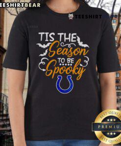 Original Tis The Season To Be Spooky Indianapolis Colts Ladies Tee featuring festive design and team colors.