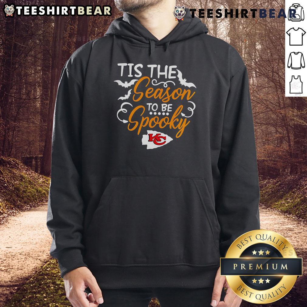 Original Tis The Season To Be Spooky Kansas City Chiefs Hoodie featuring festive Halloween graphics and team colors.