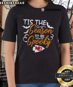 Original Tis The Season To Be Spooky Kansas City Chiefs Ladies Tee featuring a festive design for fans.