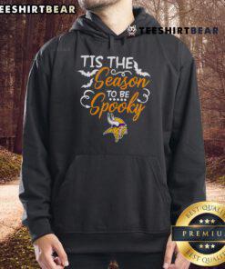 Alt Text: Original Tis The Season To Be Spooky Minnesota Vikings Hoodie featuring festive Halloween design and team colors.