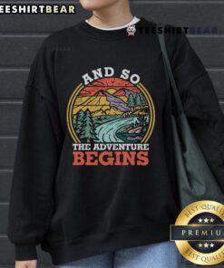Premium retro vintage sunset sweatshirt featuring a unique adventure theme, perfect for casual wear.