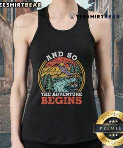 Premium retro vintage sunset tank top featuring adventurous graphic design, perfect for summer outings and casual wear.