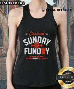 Premium Cleveland Browns Never Lost A Party Sunday Tank Top in vibrant orange, perfect for game day celebrations.