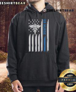 Premium ER Nurse hoodie featuring the American flag design, perfect for healthcare professionals and patriotic nurses.