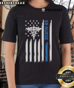 Premium ER Nurse America Flag Ladies Tee showcasing patriotic design for healthcare professionals.