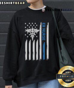 Premium ER Nurse sweatshirt featuring the American flag design, perfect for healthcare professionals showcasing patriotism.