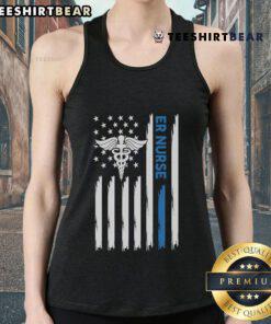 Premium ER Nurse tank top featuring an American flag design, perfect for patriotic healthcare professionals.