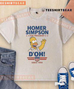 Alt Text: Premium Homer For President Doh Since 1990 washed t-shirt featuring a humorous design perfect for fans.