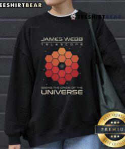 Alt Text: Premium James Webb Telescope sweatshirt showcasing the universe's origin with a stunning cosmic design.