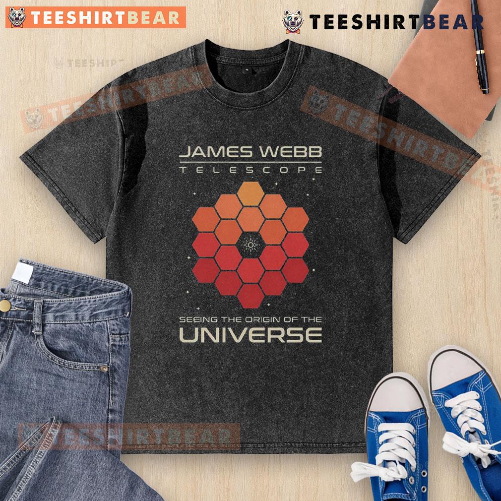 Premium James Webb Telescope T-Shirt showcasing the universe's origins, perfect for astronomy enthusiasts and casual wear.