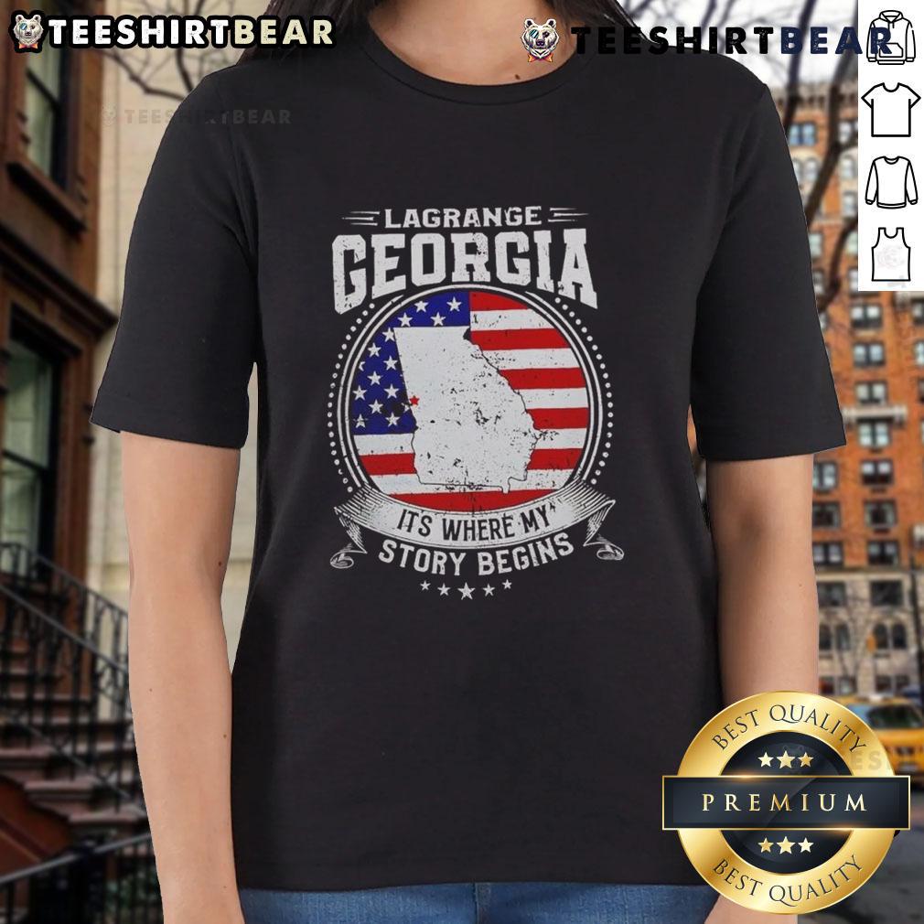 Premium Lagrange Georgia flag ladies tee showcasing a vibrant design, perfect for fans of Lagrange and local pride.