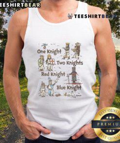 Alt Text: Premium One Knight Two Knights tank top featuring red and blue knights, perfect for casual wear and gaming fans.
