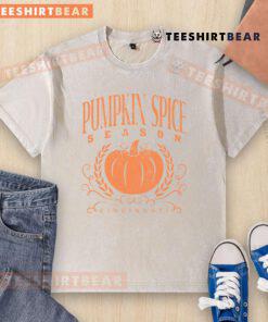Premium Pumpkin Spice Season washed t-shirt in autumn colors, perfect for cozy fall outfits and seasonal celebrations.