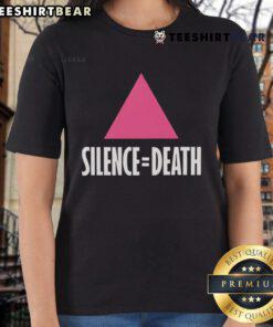 Premium Silence Equal Death Pink Triangle Ladies Tee featuring a vibrant design and comfortable fit for stylish expression.