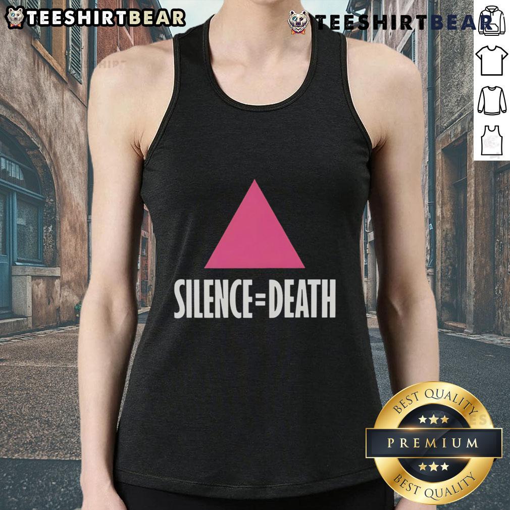 Premium Silence Equal Death pink triangle tank top featuring a bold graphic design for pride and equality.