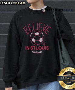 Premium St. Louis CITY SC Homage MLS x Ted Lasso Believe Sweatshirt featuring stylish design and vibrant team colors.