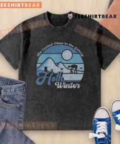 Premium Hoth Winter Washed T-Shirt showcasing a cool space-themed design inspired by the galaxy's icy planet.