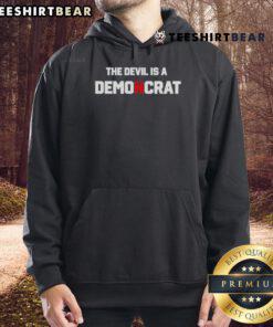 Premium The Devil Is A Demoncrat Hoodie featuring bold graphic design, perfect for political humor and casual wear.