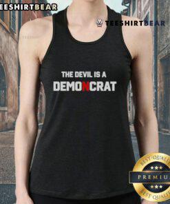 Premium The Devil Is A Demoncrat tank top featuring bold graphic design and comfortable fit for political humor lovers.