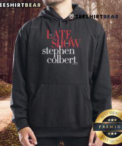 Alt Text: Stylish Premium The Late Show With Stephen Colbert Hoodie featuring the show's logo and comfortable design for fans.
