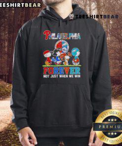 Alt Text: Premium hoodie featuring Philadelphia sport teams logo with Forever, Not Just When We Win slogan for fans.