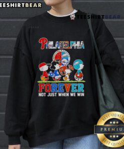Premium Philadelphia sports teams logo sweatshirt featuring 'Forever Not Just When We Win' slogan, perfect for fans.