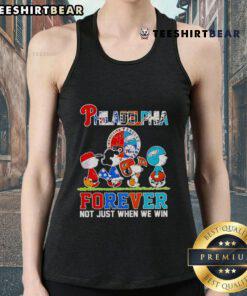 Alt Text: Premium Peanuts Philadelphia sport teams logo tank top, featuring Forever, Not Just When We Win slogan.