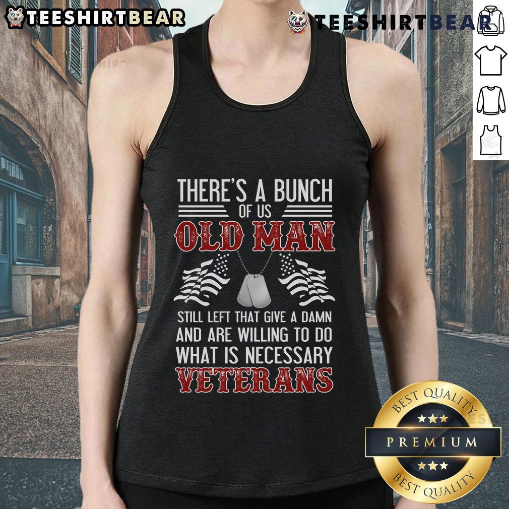 Old man veterans wearing a patriotic military tank top, showcasing pride and camaraderie in their service.