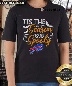 Premium Tis The Season To Be Spooky Buffalo Bills Ladies Tee featuring a festive design perfect for game day.
